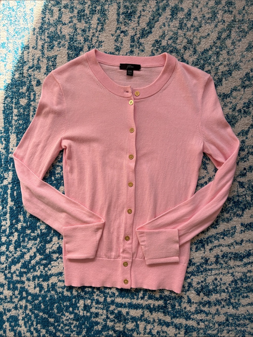 J. Crew Light Pink Button-Up Crewneck Cardigan